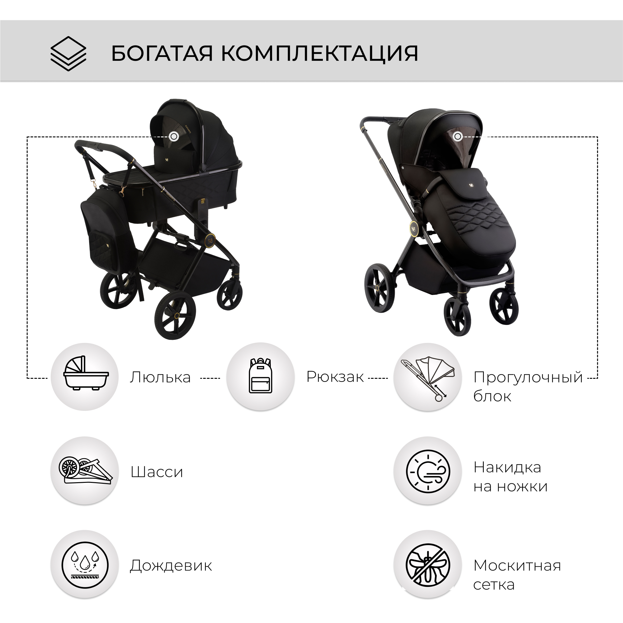 Коляска 3в1 Sweet Baby Elegante Black - фото 16