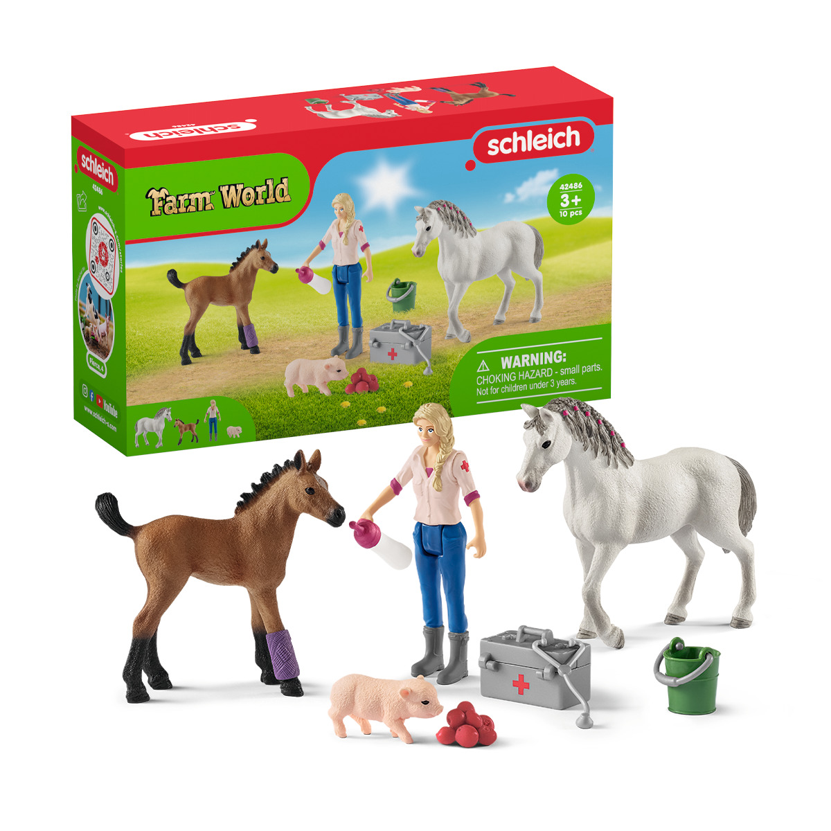 Игровой набор SCHLEICH кобыла и жеребенок у врача - фото 1