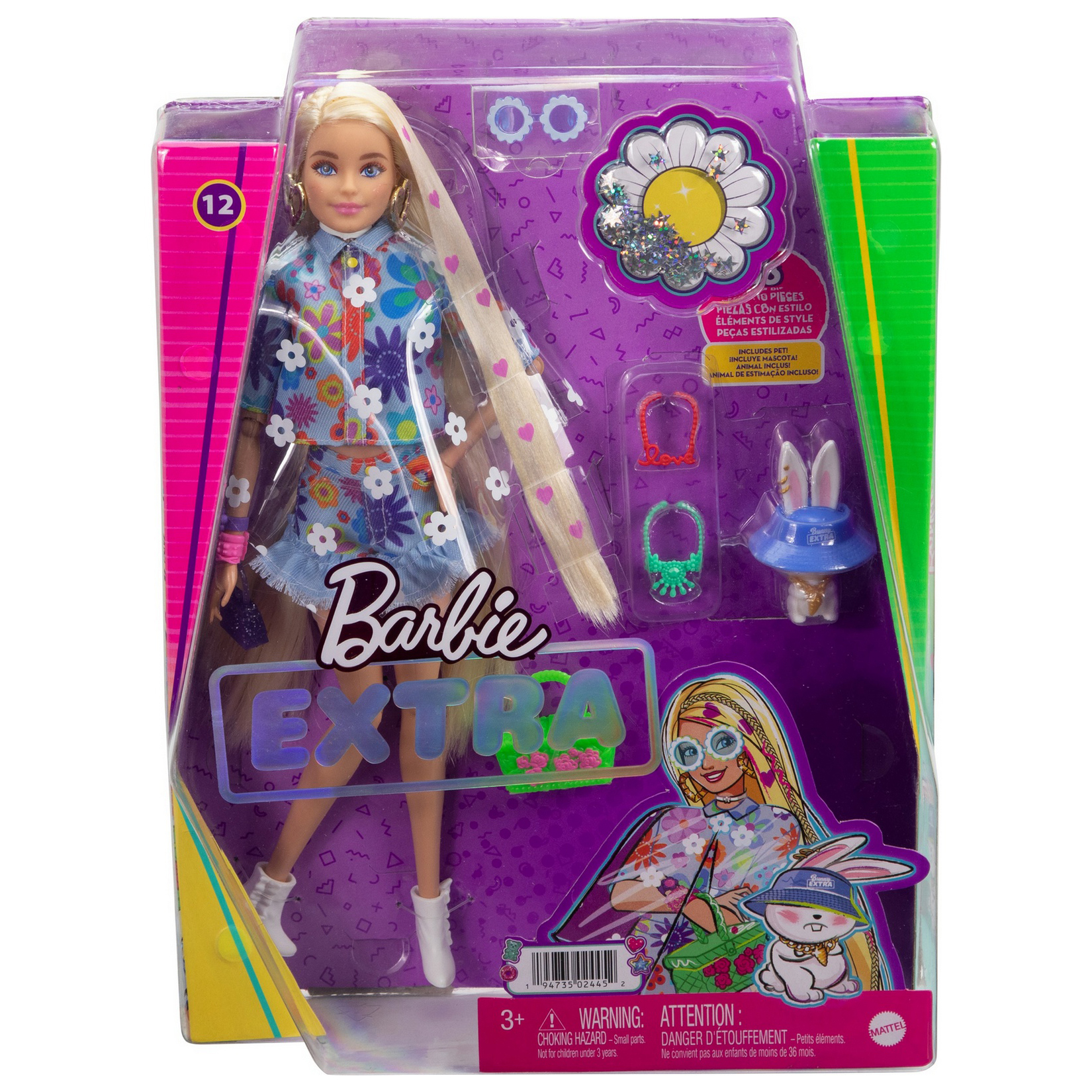 Кукла Barbie Экстра в одежде с цветочным принтом HDJ45 купить по цене 3299  ₽ в интернет-магазине Детский мир