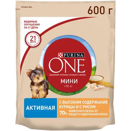 Корм для щенков Purina One Mini мелких и карликовых пород курица-рис 600г