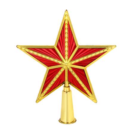 Звезда на макушку ёлки Сноубум красно золотая ретро