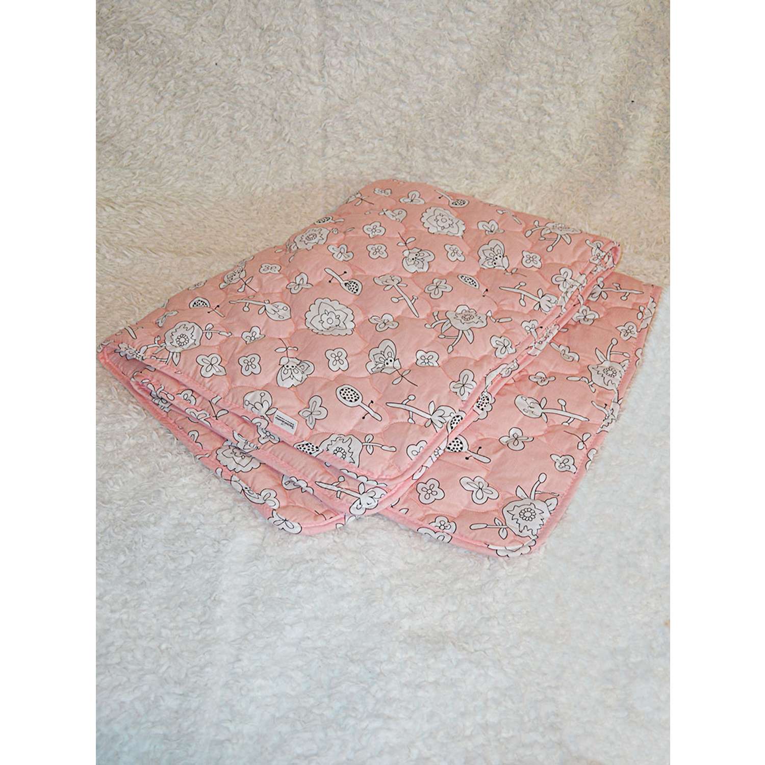 Стеганное одеяло розовое Засыпашки утепленное детское 110х140 хлопок 100% - фото 1