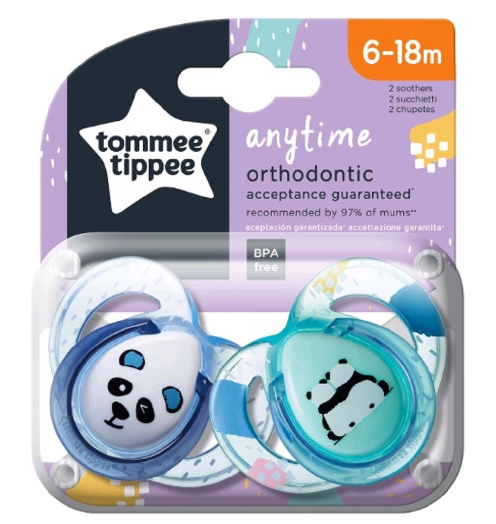 Пустышка Tommee tippee силиконовая Anytime 6-18 мес. 2 шт. - фото 1