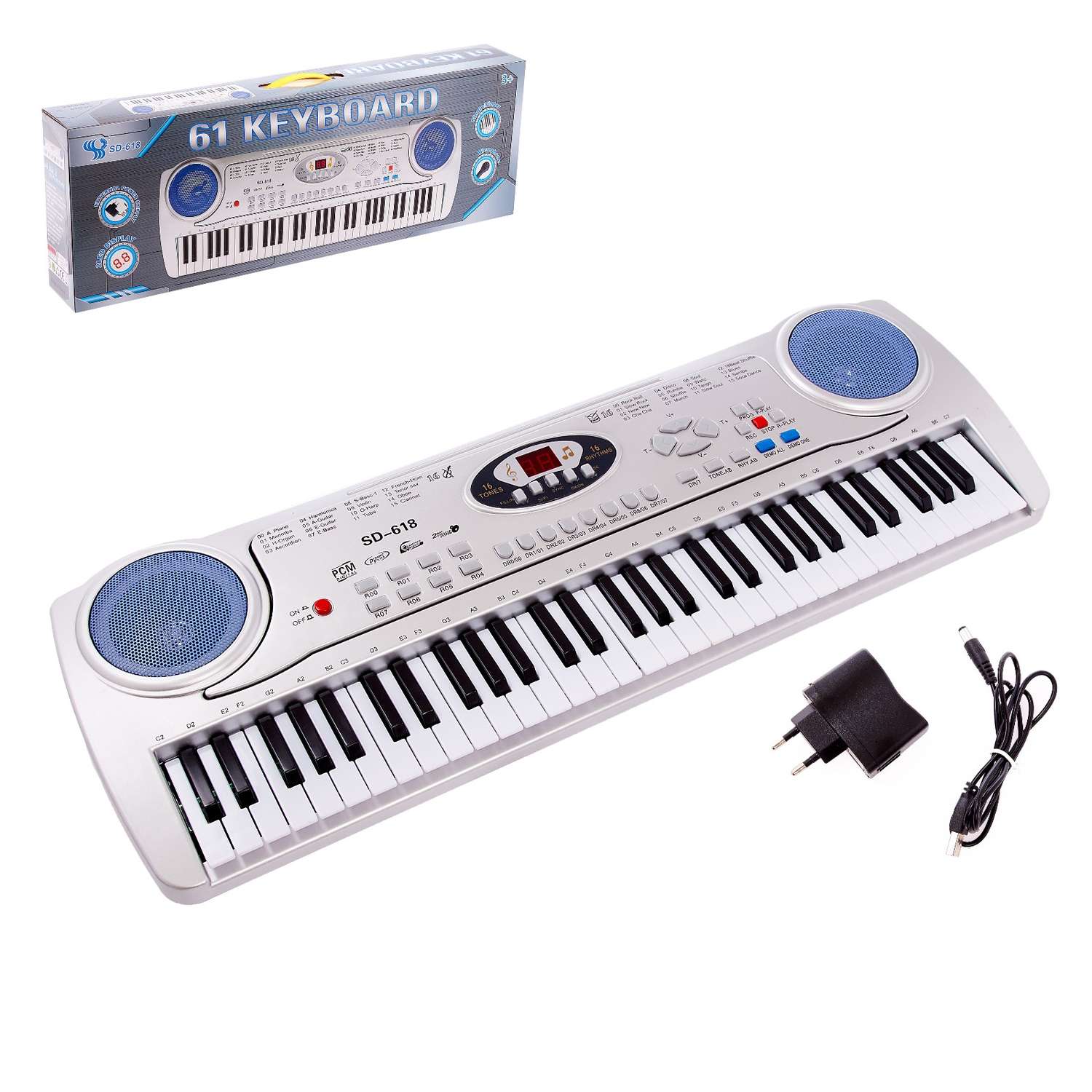 Синтезатор Sima-Land Музыкальный мир 61 клавиша с микрофоном и адаптером - фото 1