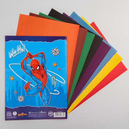 Бумага цветная MARVEL «Супер-герой» Человек-паук односторонняя А4 16 листов