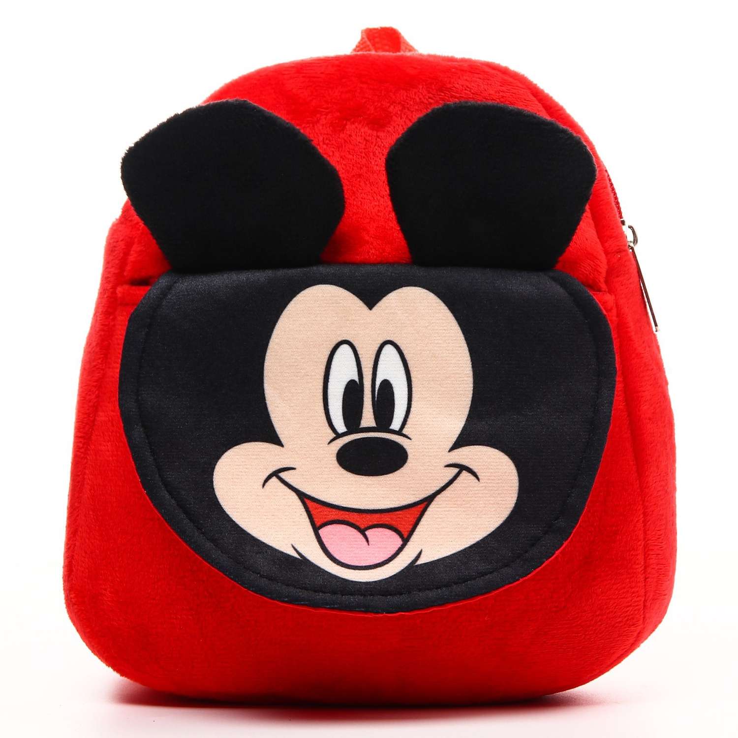 Рюкзак Disney плюшевый на молнии с карманом 19х22 см Микки Маус - фото 2
