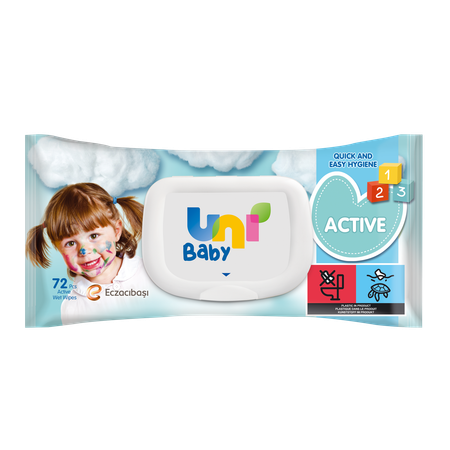 Салфетки влажные Uni Baby Active детские 72шт