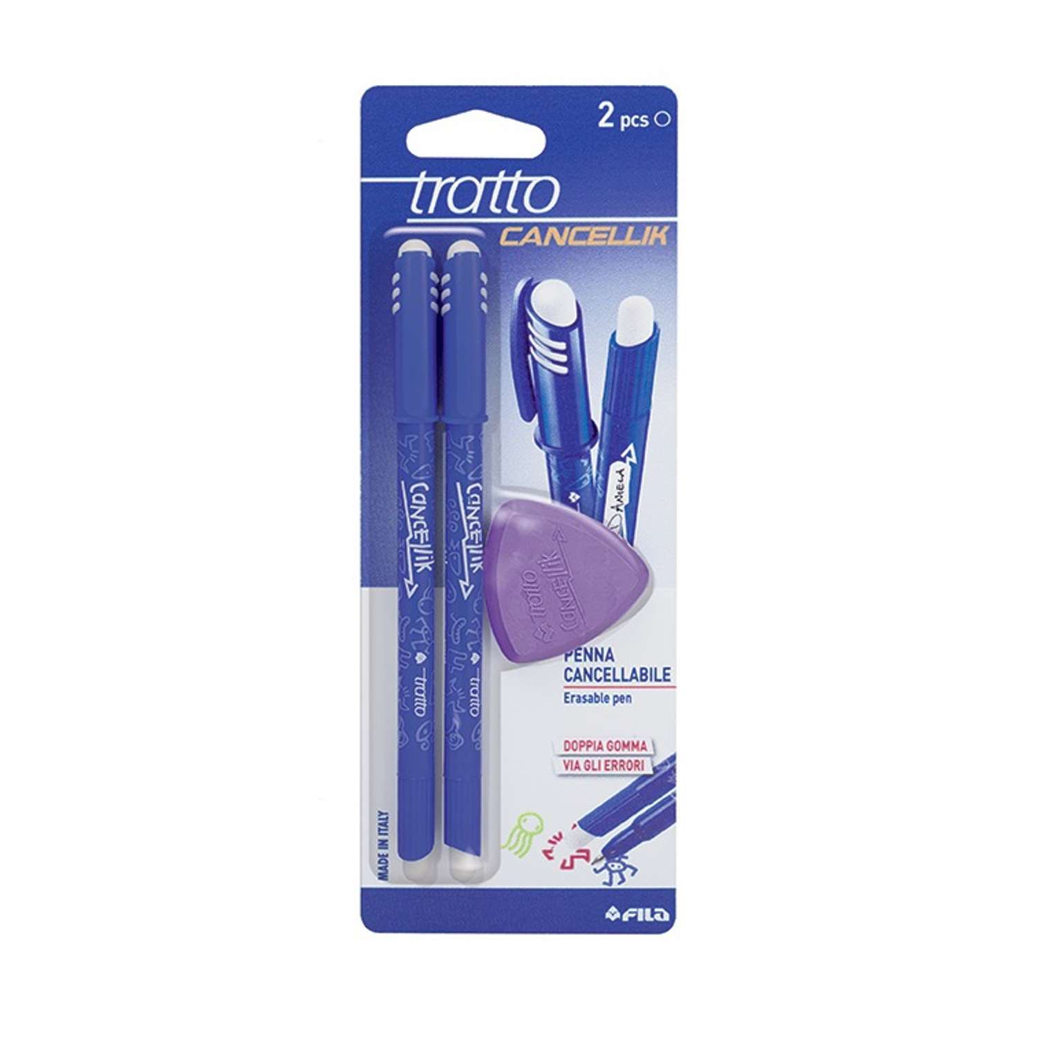 Ручка шариковая TRATTO Canc Пиши-стирай 2шт Синяя+ластик 41701 - фото 1