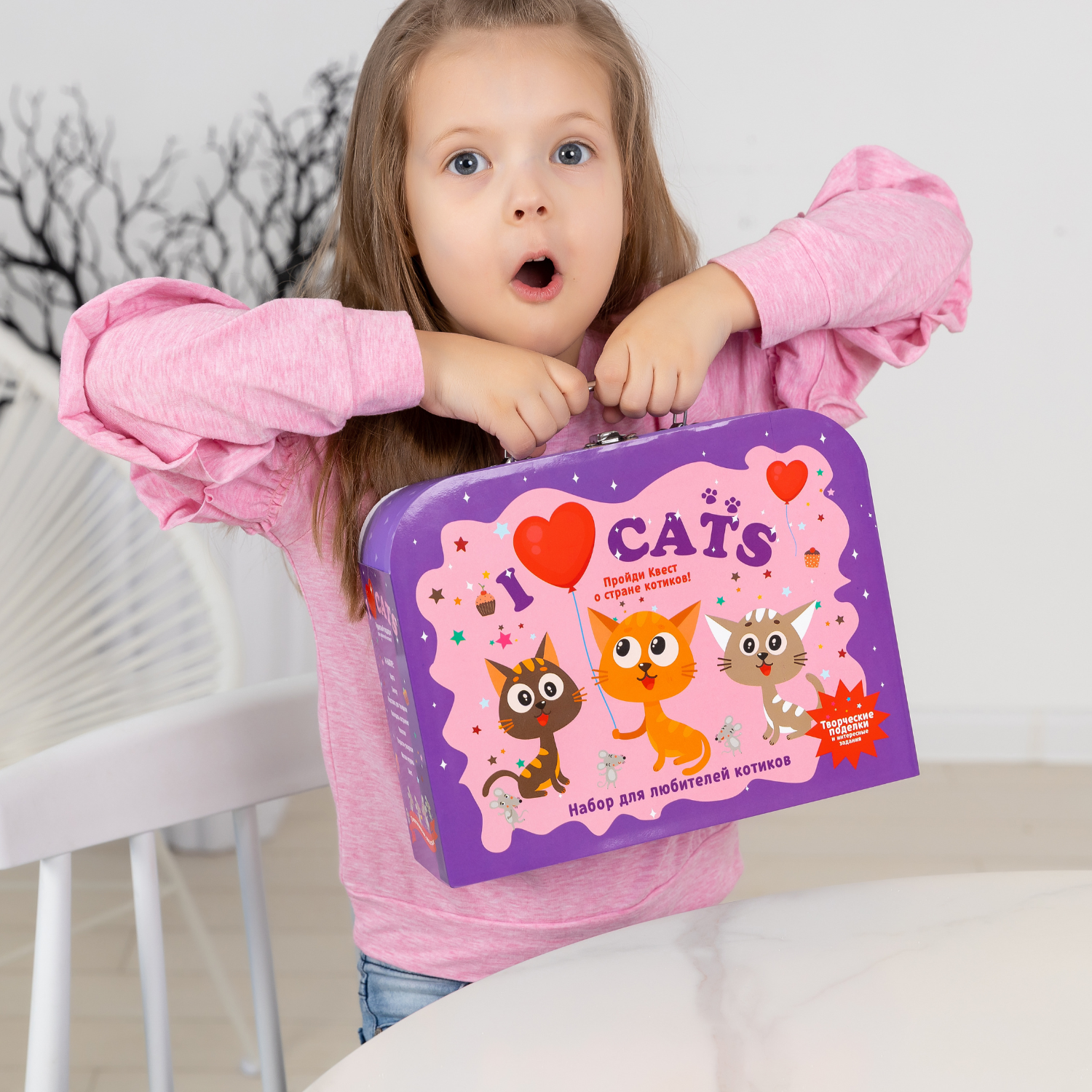 Чемоданчик для творчества Бумбарам игровой набор для девочек Я люблю котиков - фото 2