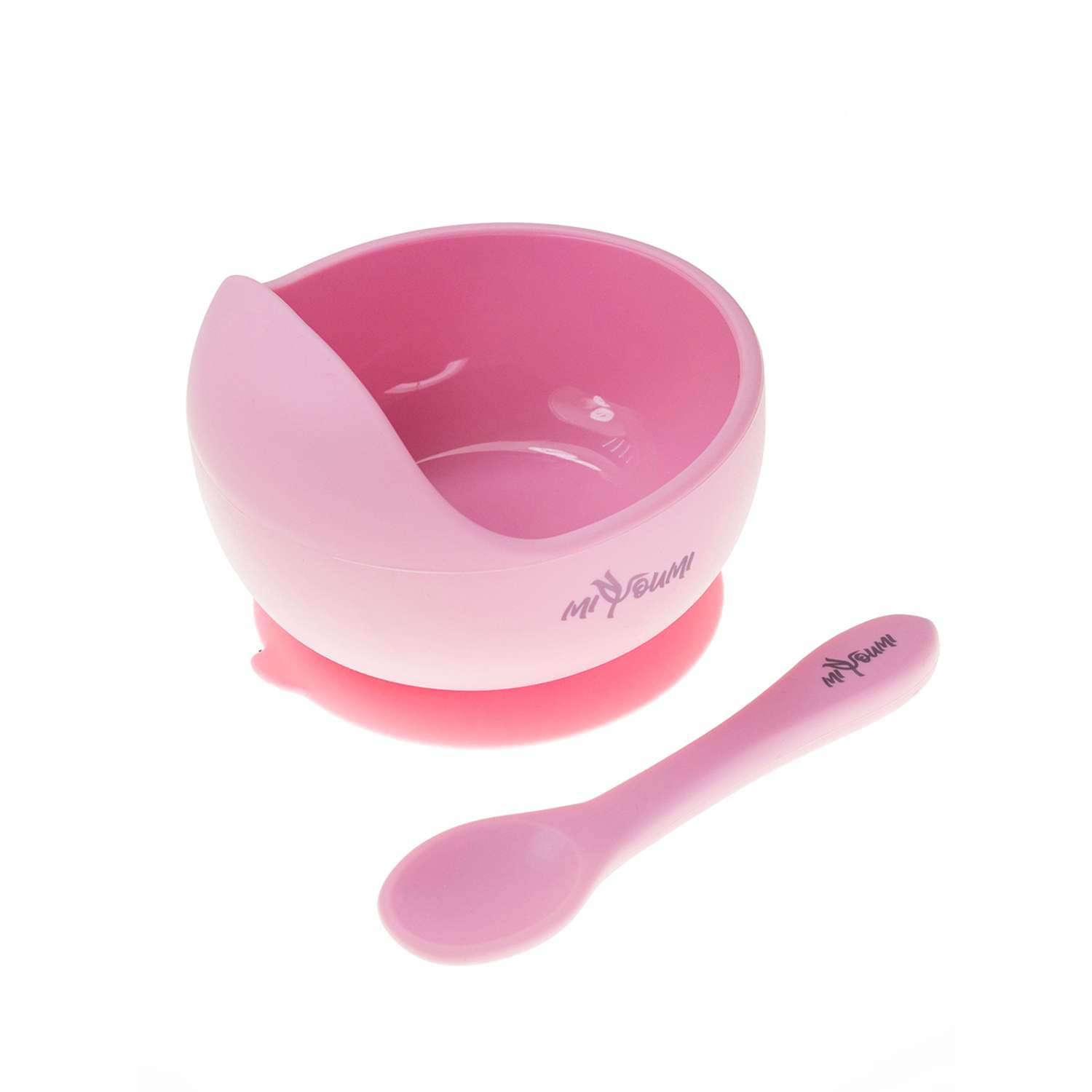 Набор для кормления Miyoumi Силиконовая тарелка на присоске + ложка Baby pink - фото 1
