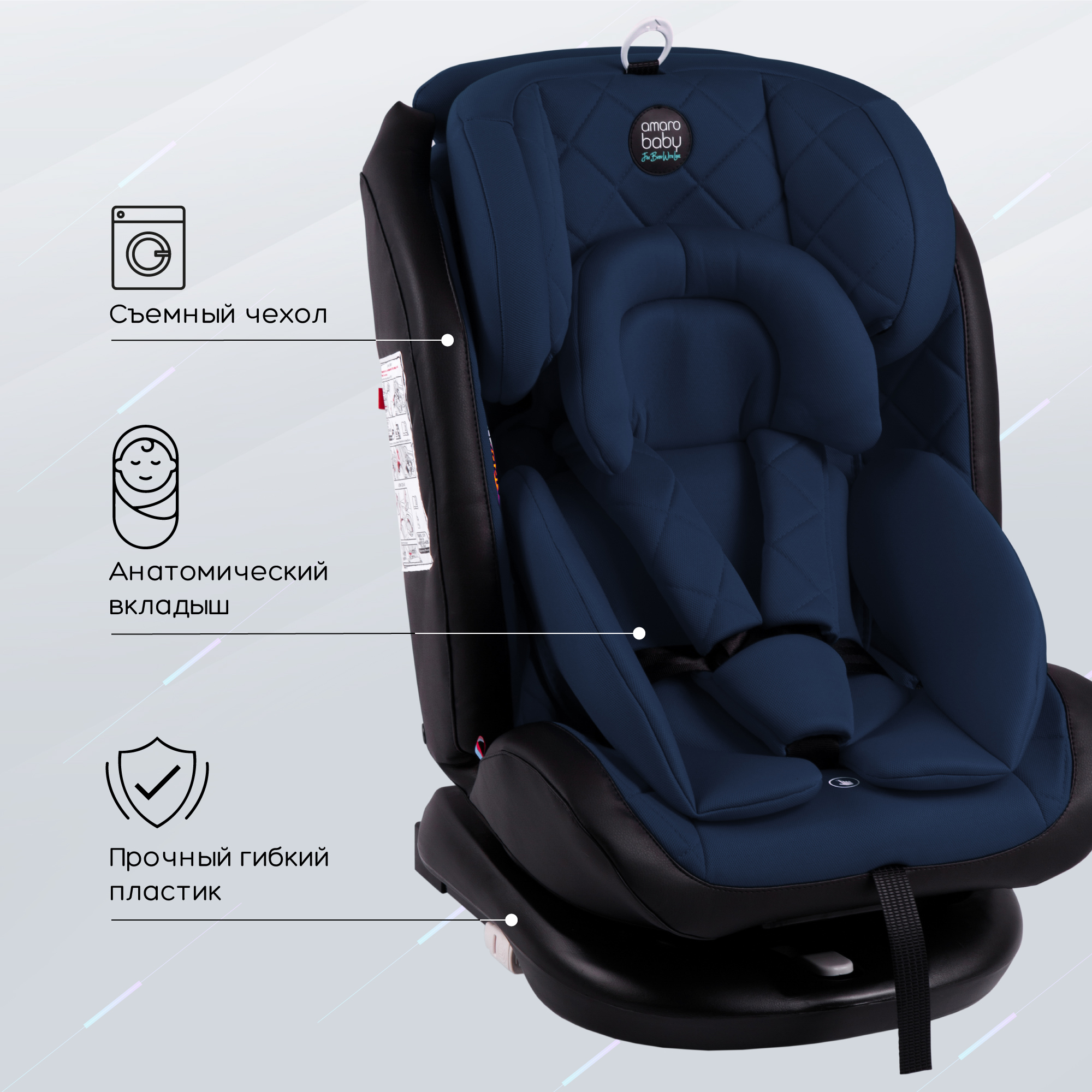 Автокресло Amarobaby Brilliant Isofix класс D группа 0+/1/2/3 Синий - фото 8