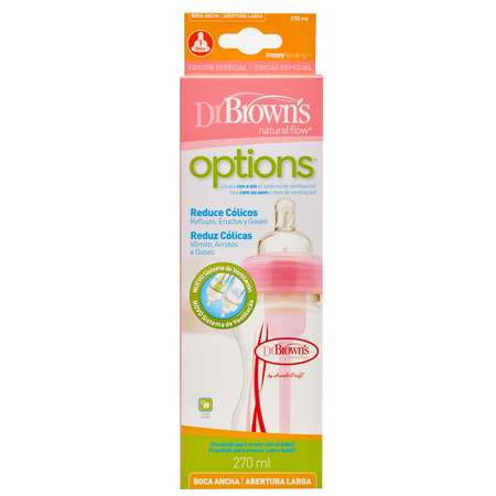 Бутылочка Dr Brown's Options с широким горлышком 270 мл Розовая