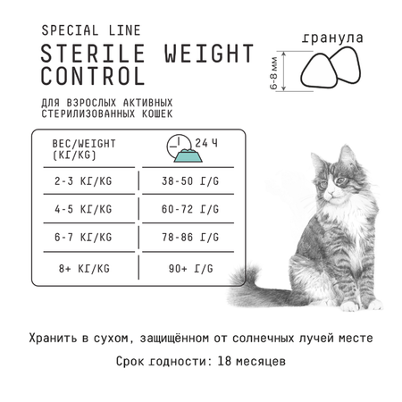 Корм для кошек AJO 10кг стерилизованных контроль веса с курицей