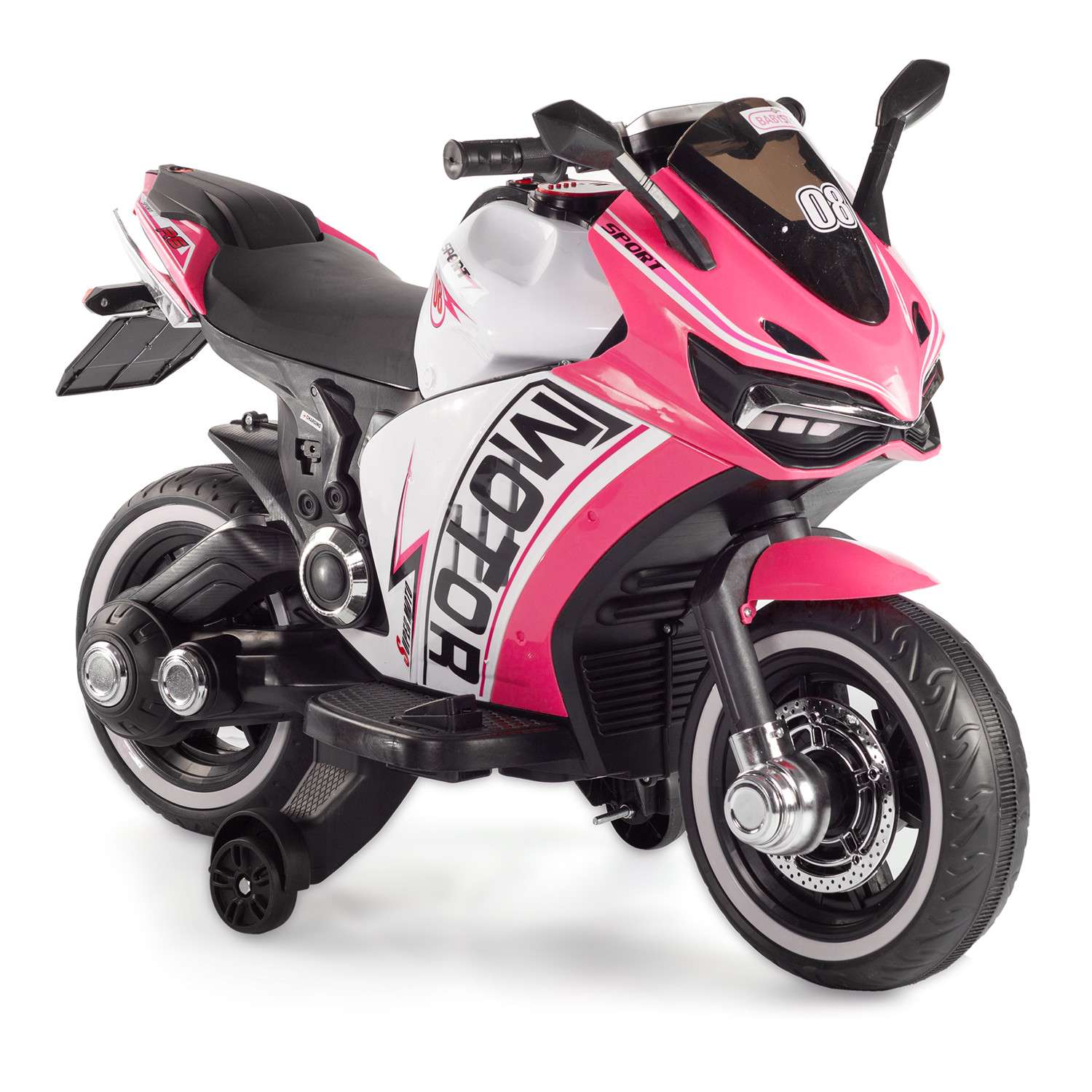 Мотоцикл BABY STYLE на аккумуляторе розовый со светом - фото 1