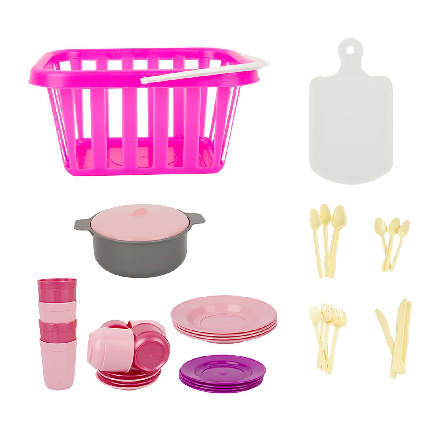 Игровой набор Стром Кухонный Пикник в корзинке (39 предметов) Розовый - фото 2