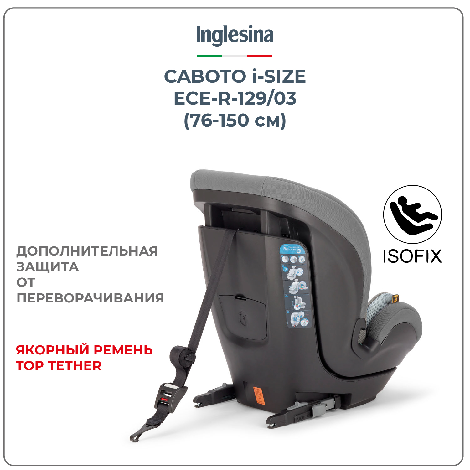 Автокресло Inglesina Caboto Stone Grey Isofix 1/2/3 (9-36 кг) - фото 5