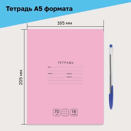 Тетрадь BG Отличная 18 л клетка розовая 70г м2 10 шт