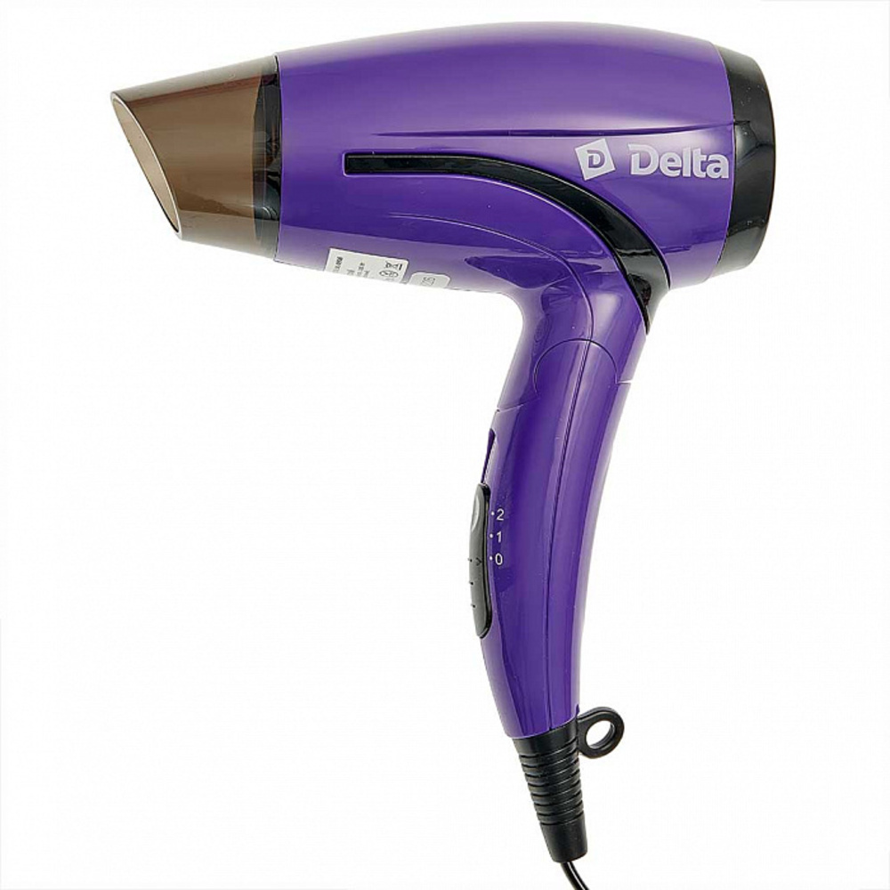 Фен для волос Delta DL-0906 Складная ручка 1000 Вт 2 режима работы фиолетовый - фото 1