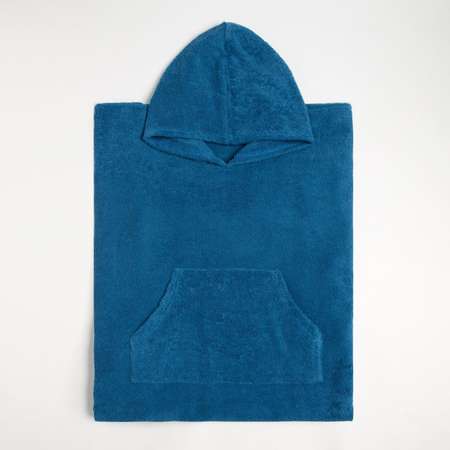 Полотенце-пончо Крошка Я с карманом синий размер 32-38