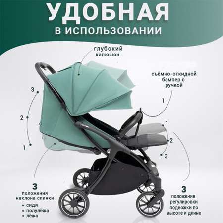 Коляска прогулочная agex Mini LX Green