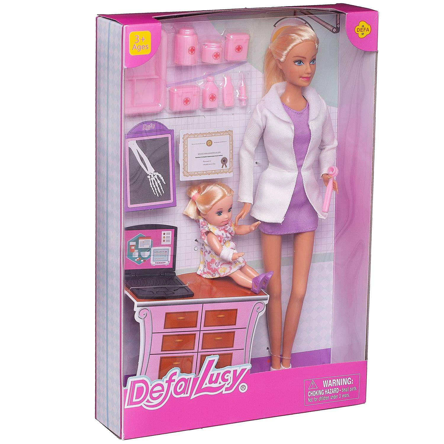 Игровой набор ABTOYS Куклы Defa Lucy Доктор и малышка 8348d/фиолетовое - фото 2