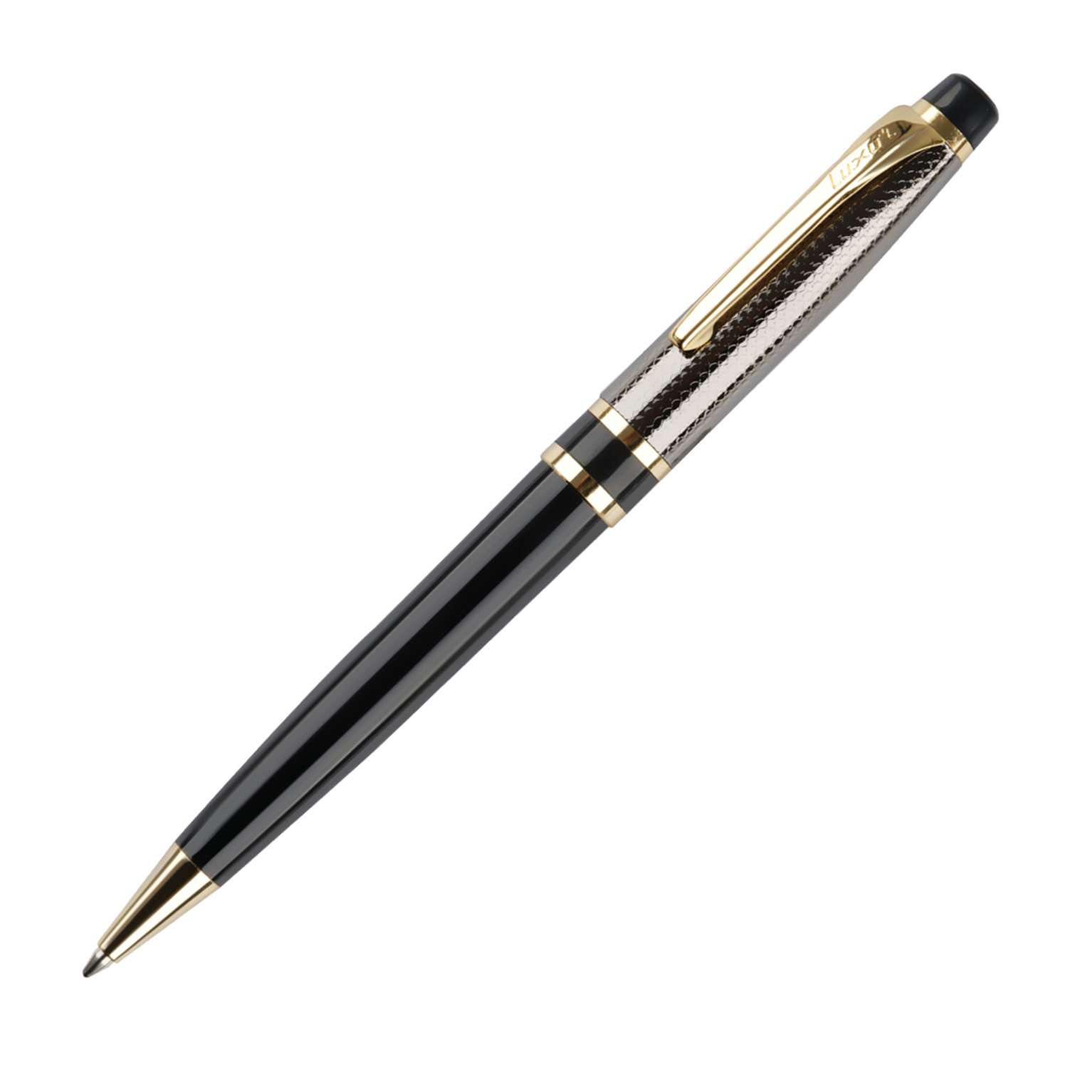 Ручка шариковая LUXOR Futura синяя корпус черный золото поворотный механизм футляр - фото 1