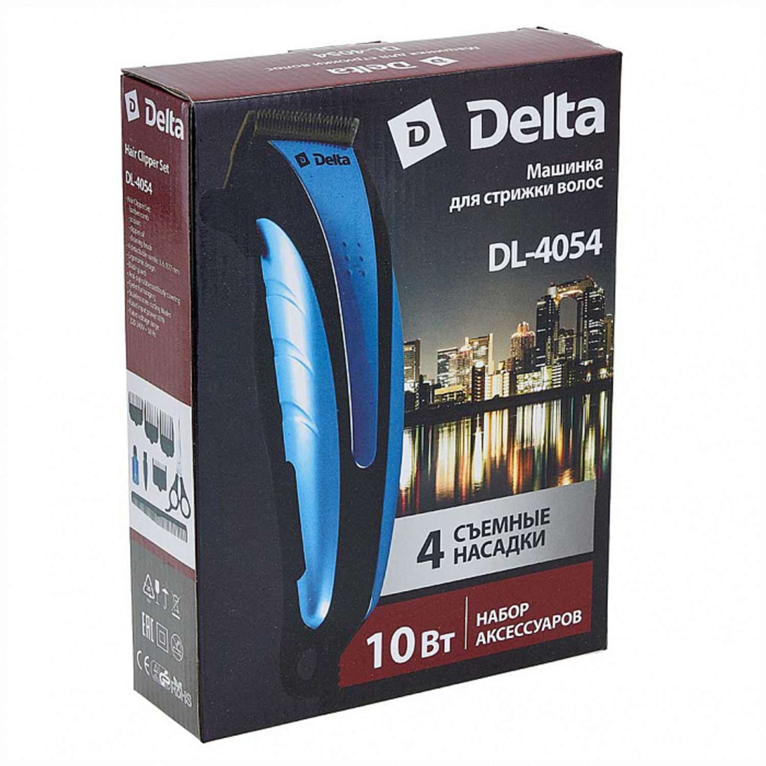 Машинка для стрижки волос Delta DL-4054 синий 10Вт 4 съемных гребня - фото 3