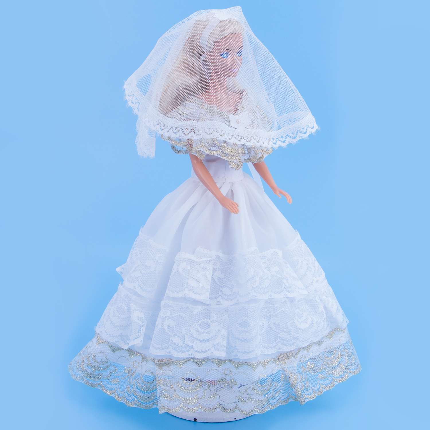 Одежда для кукол Модница 29 см Свадебное платье с фатой 1904 белый-золото 1904белый&amp;золото - фото 7