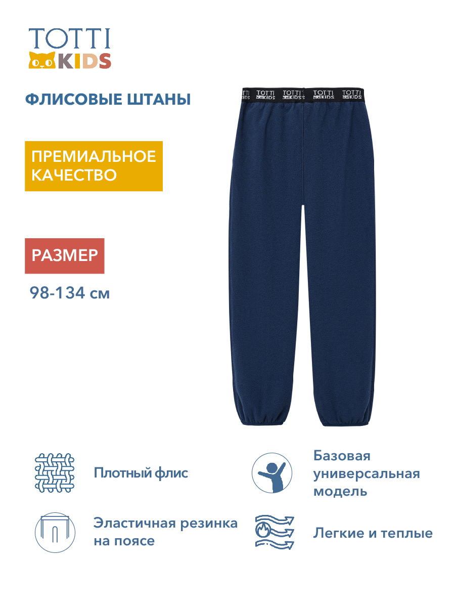 Брюки Totti Kids AW23TKB016/Брюки детские флисовые/Синий - фото 5