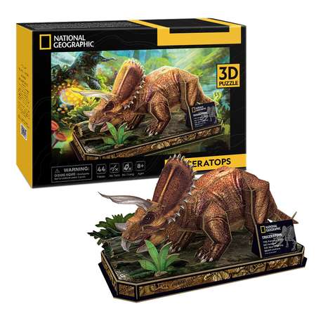 Пазл CubicFun National Geographic Трицератопс 3D 44детали DS1052h