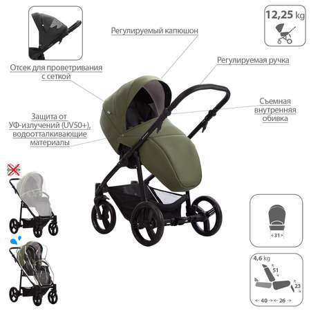 Коляска 2в1 Bebetto Explorer Air Pro экокожа шасси Черное 05