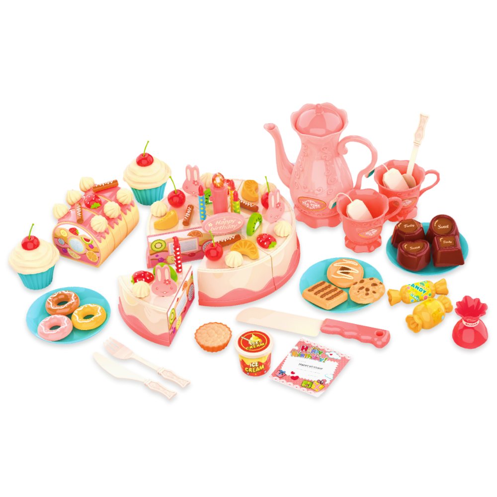 Посуда игрушечная и продукты TrendToys Веселое чаепитие торт и сервиз 83 предмета - фото 1