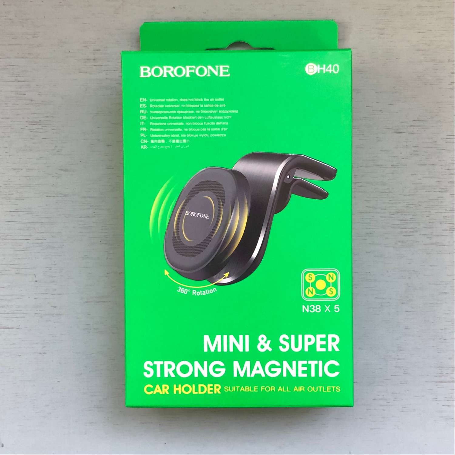 Держатель для телефона Borofone магнитный держатель мощный / в воздуховод /черный - фото 1