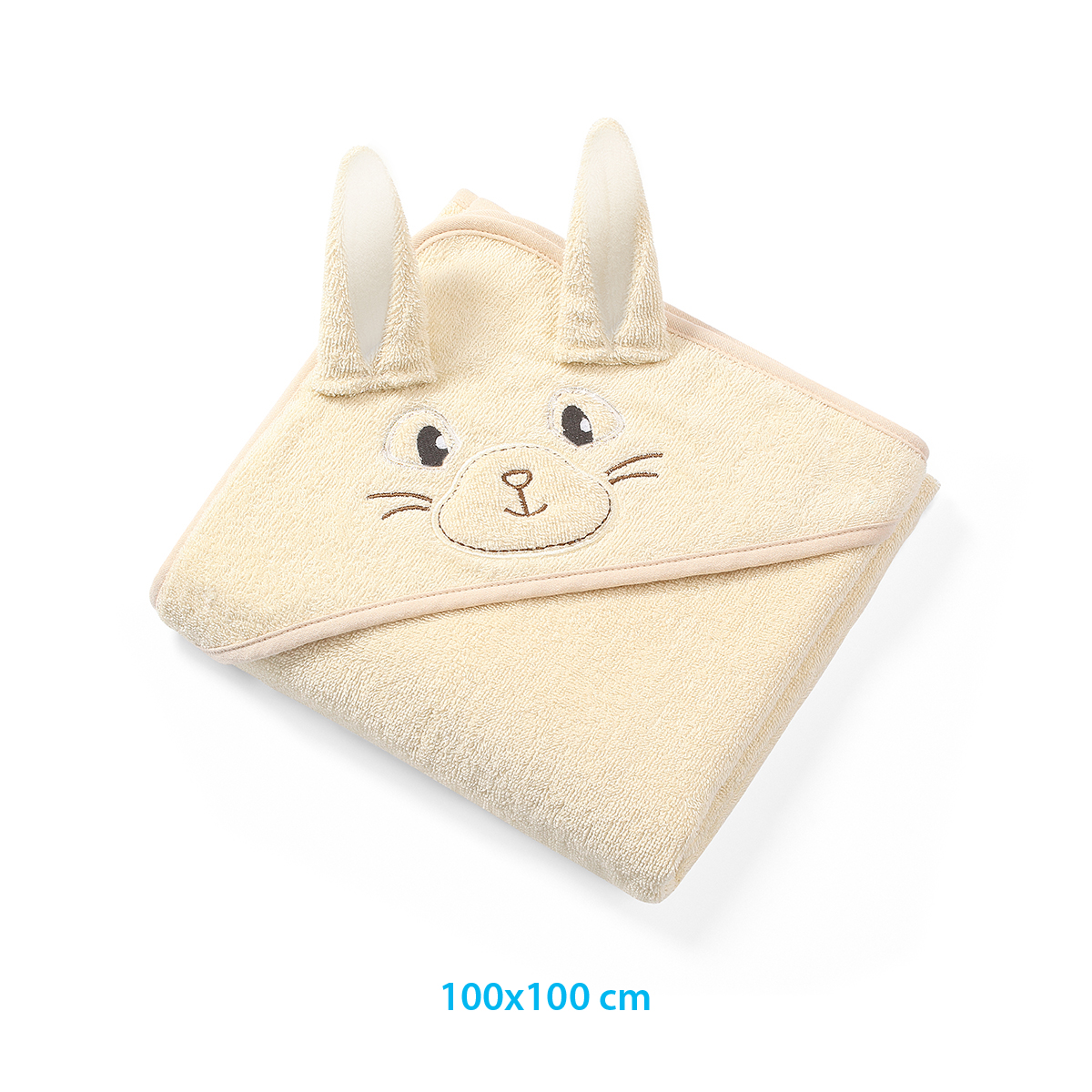 Полотенце Babyono детское махровое с капюшоном Bunny Ears 100x100 см молочное - фото 7