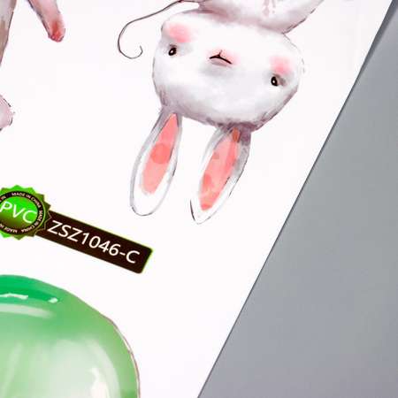 Наклейка Zabiaka пластик интерьерная цветная «Зайчики и воздушные шарики» 30х90 см