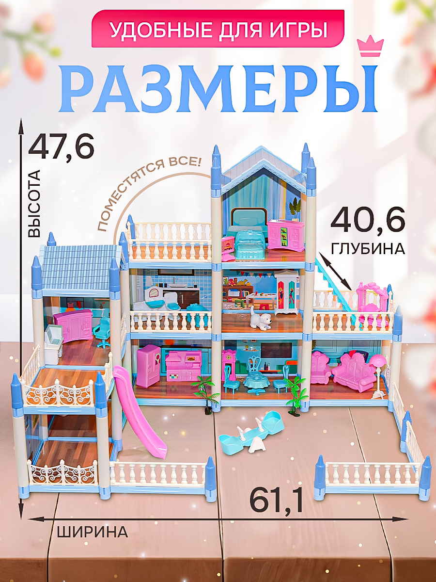 Трехэтажный дом SHARKTOYS для куклы голубой 11500020 - фото 2