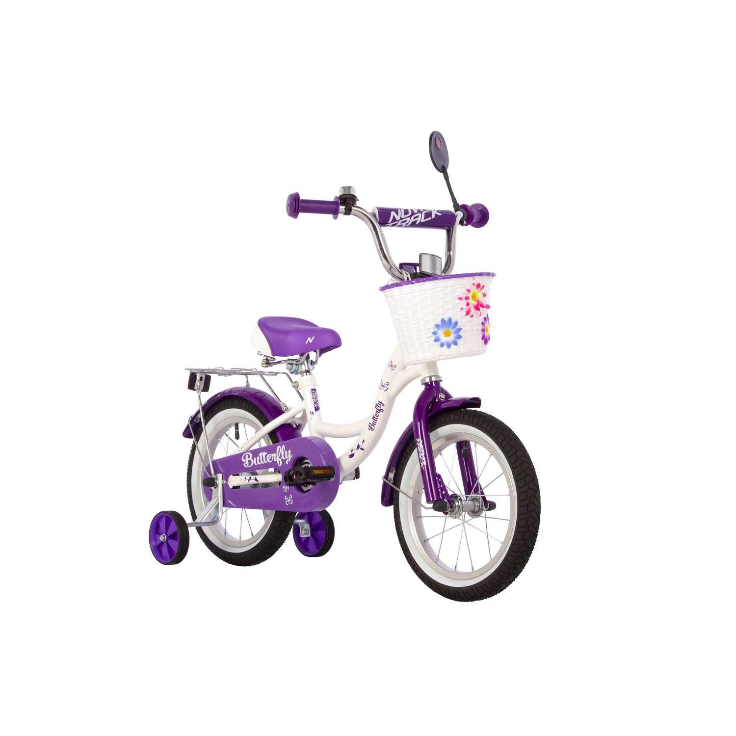 Велосипед 14 белый-фиолетовый NOVATRACK BUTTERFLY - фото 1