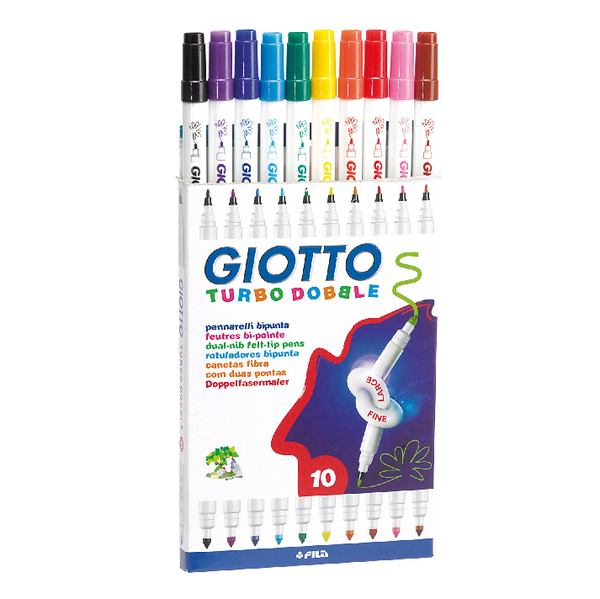 Набор фломастеров GIOTTO Turbo Dual Nib 2сторонние 10цветов 424600 - фото 1