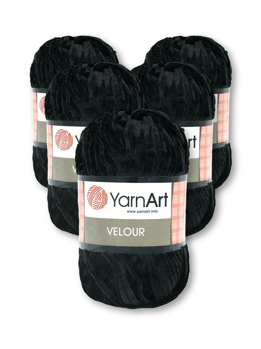 Пряжа для вязания YarnArt Velour 100 г 170 м микрополиэстер мягкая велюровая 5 мотков 842 черный - фото 3
