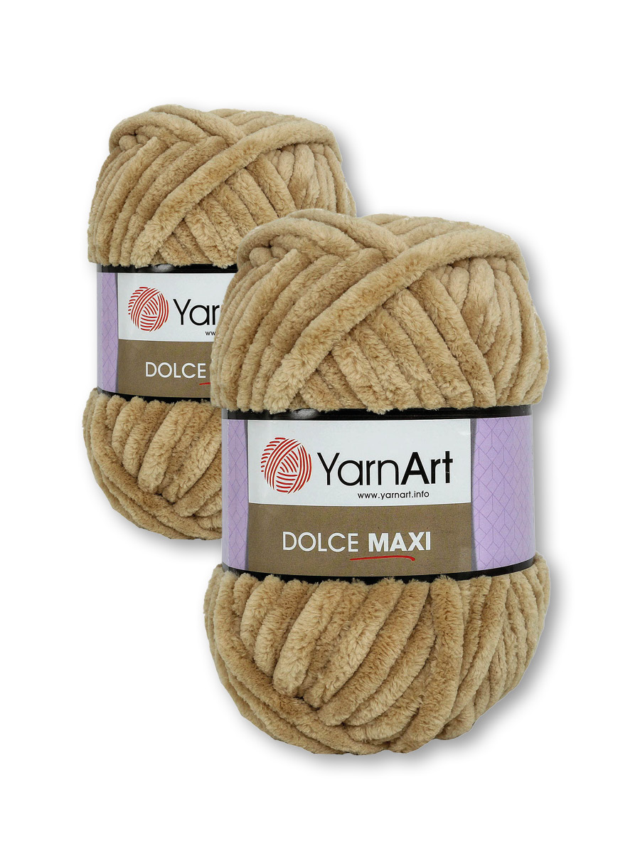 Пряжа для вязания YarnArt Dolce Maxi 200 гр 70 м микрополиэстер объемная мягкая 2 мотка 747 св-коричневый - фото 3