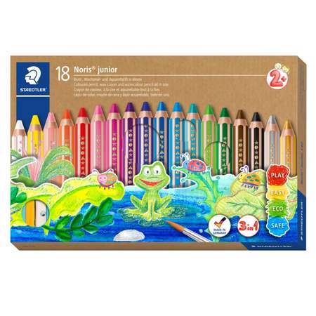 Карандаши цветные STAEDTLER Noris Junior супертолстые 18 цветов с точилкой и кистью