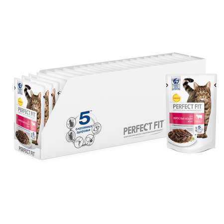 Корм влажный для кошек PerfectFit 85г с говядиной пауч