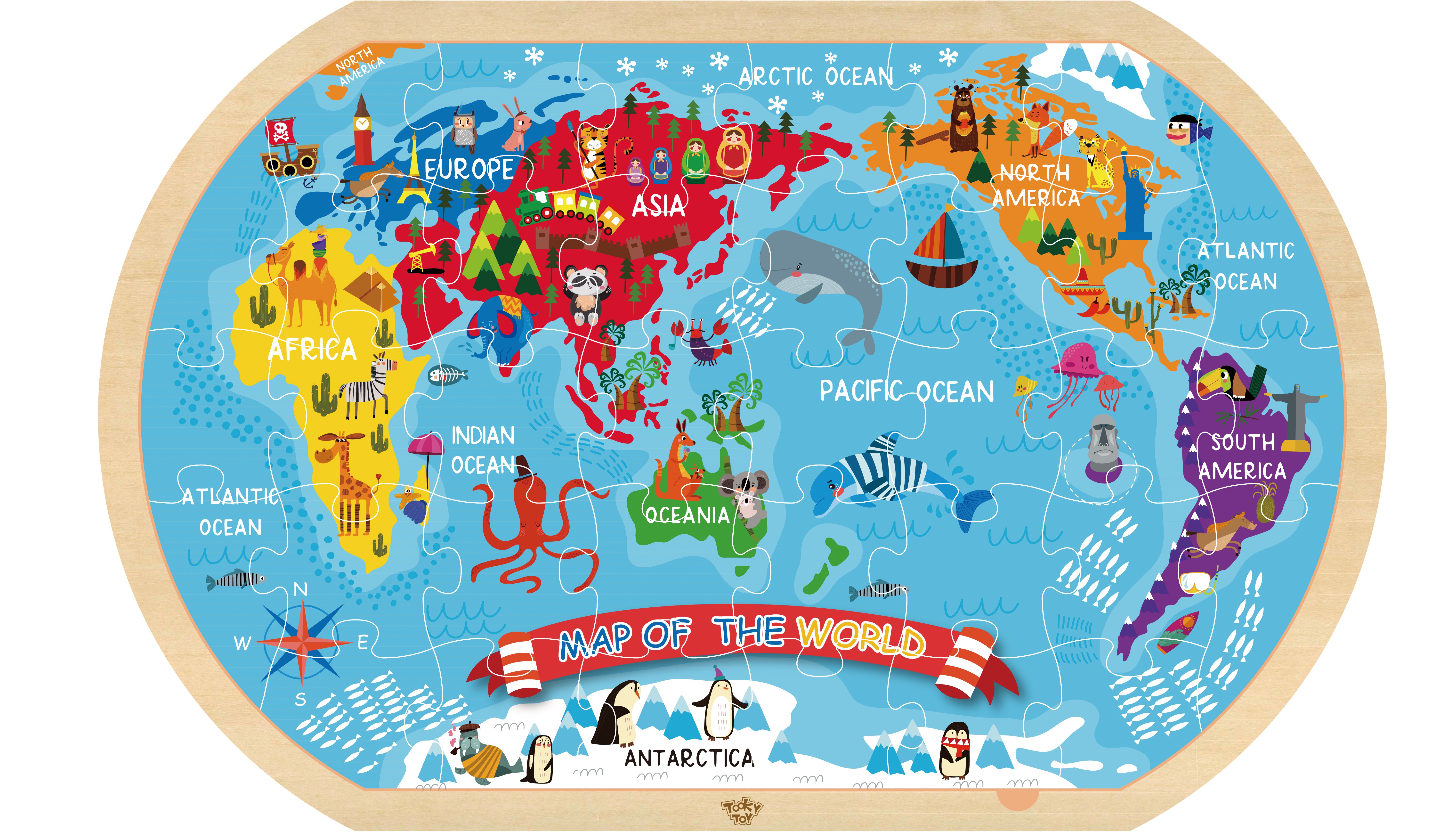 Пазлы Tooky Toy TY123 Карта мира - фото 1