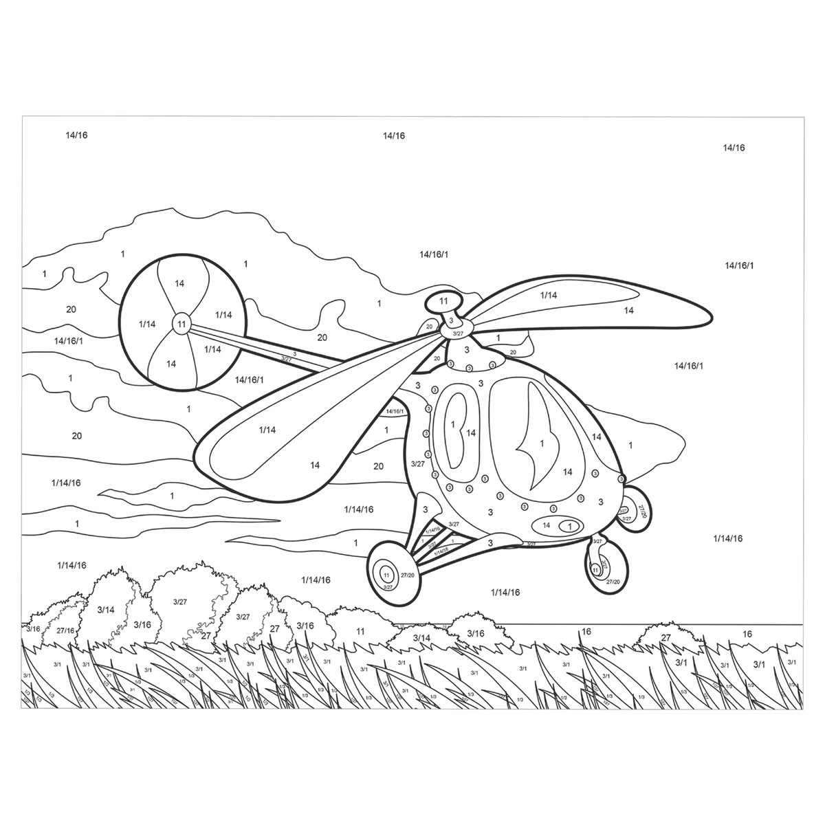 Раскраска по номерам Юнландия Вертолет А4 с акриловыми красками на картоне кисть - фото 8
