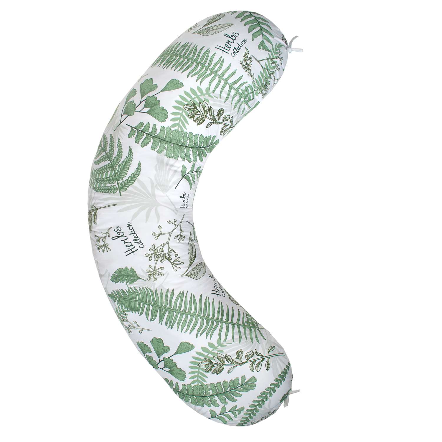 Наволочка к подушке для беременных Amarobaby Mild design edition Зеленые листья Белый-Зеленый - фото 1