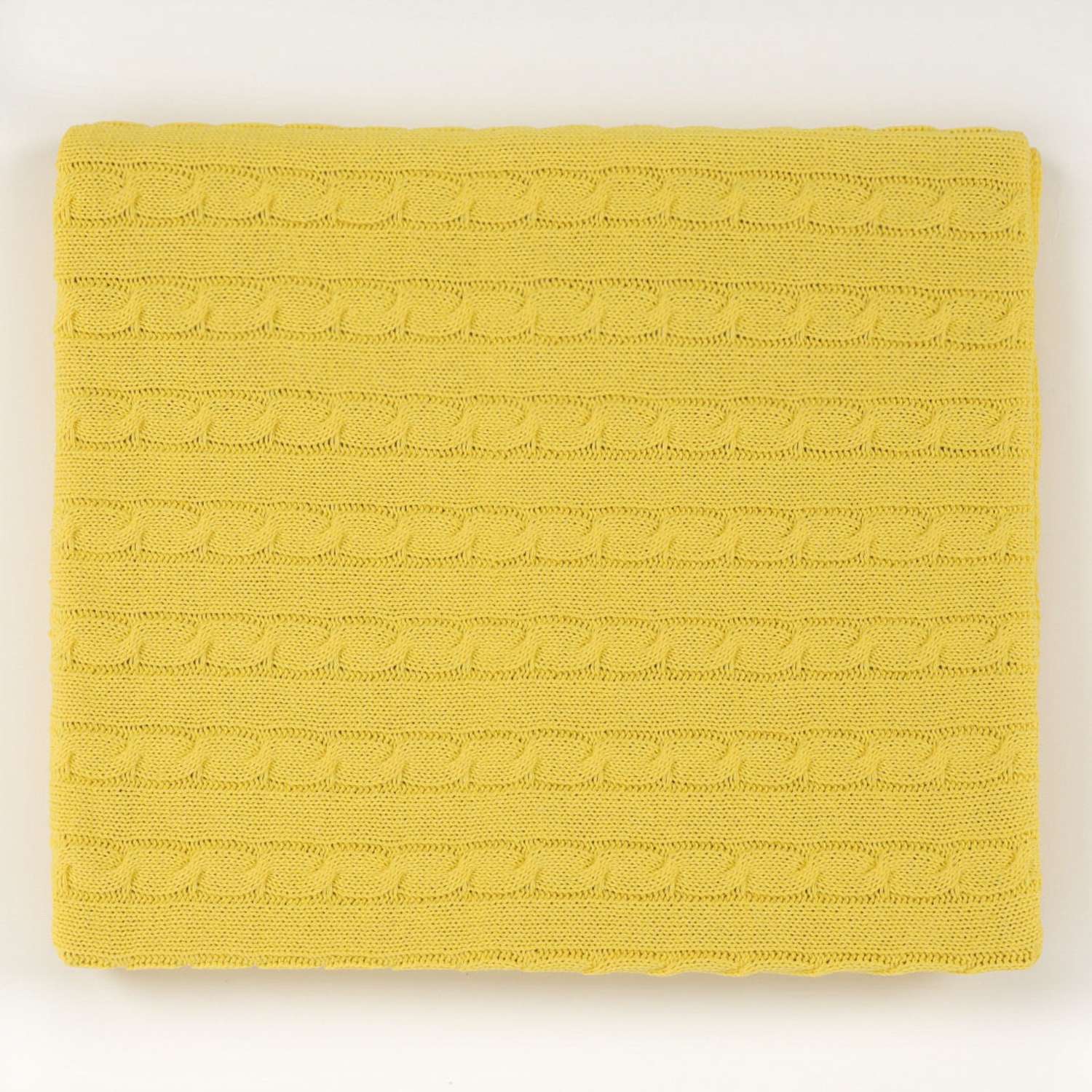 Плед-покрывало детский вязаный WARM WHIFF D-09 желтый на выписку в коляску в кроватку на лето 90x110 - фото 1