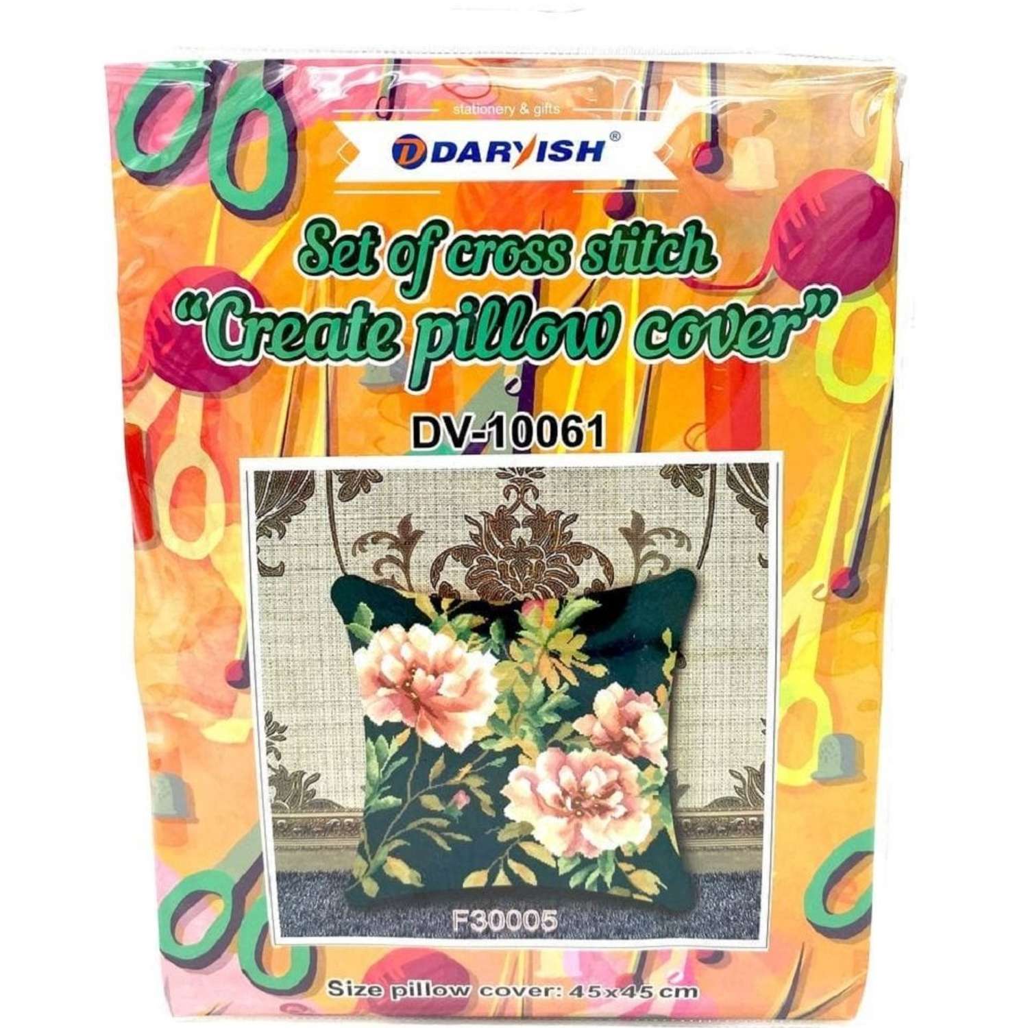 Набор для вышивания крестом Darvish Цветы пионы наволочка - фото 1