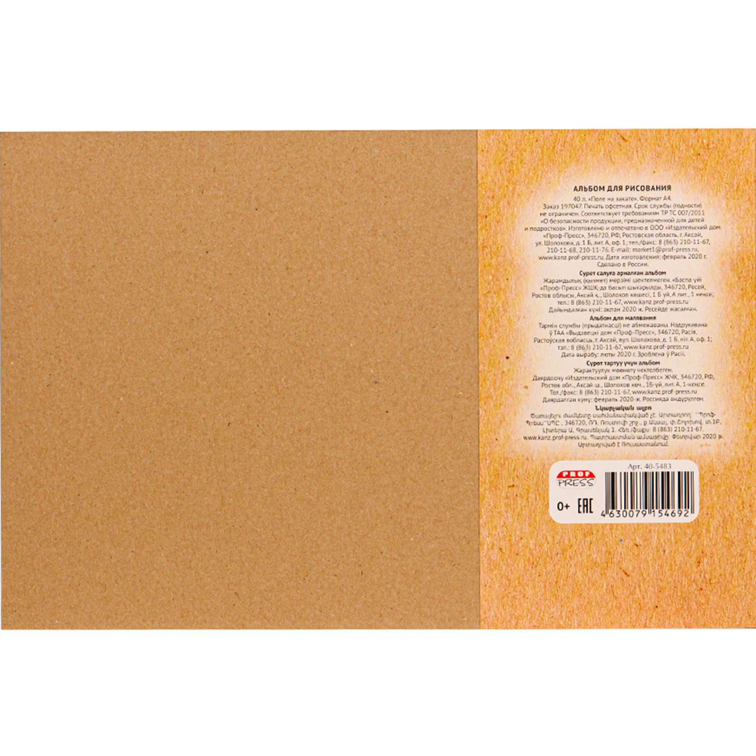Альбом для рисования Prof-Press Поле на закате А4 40 листов отрывная склейка с жесткой подложкой - фото 3