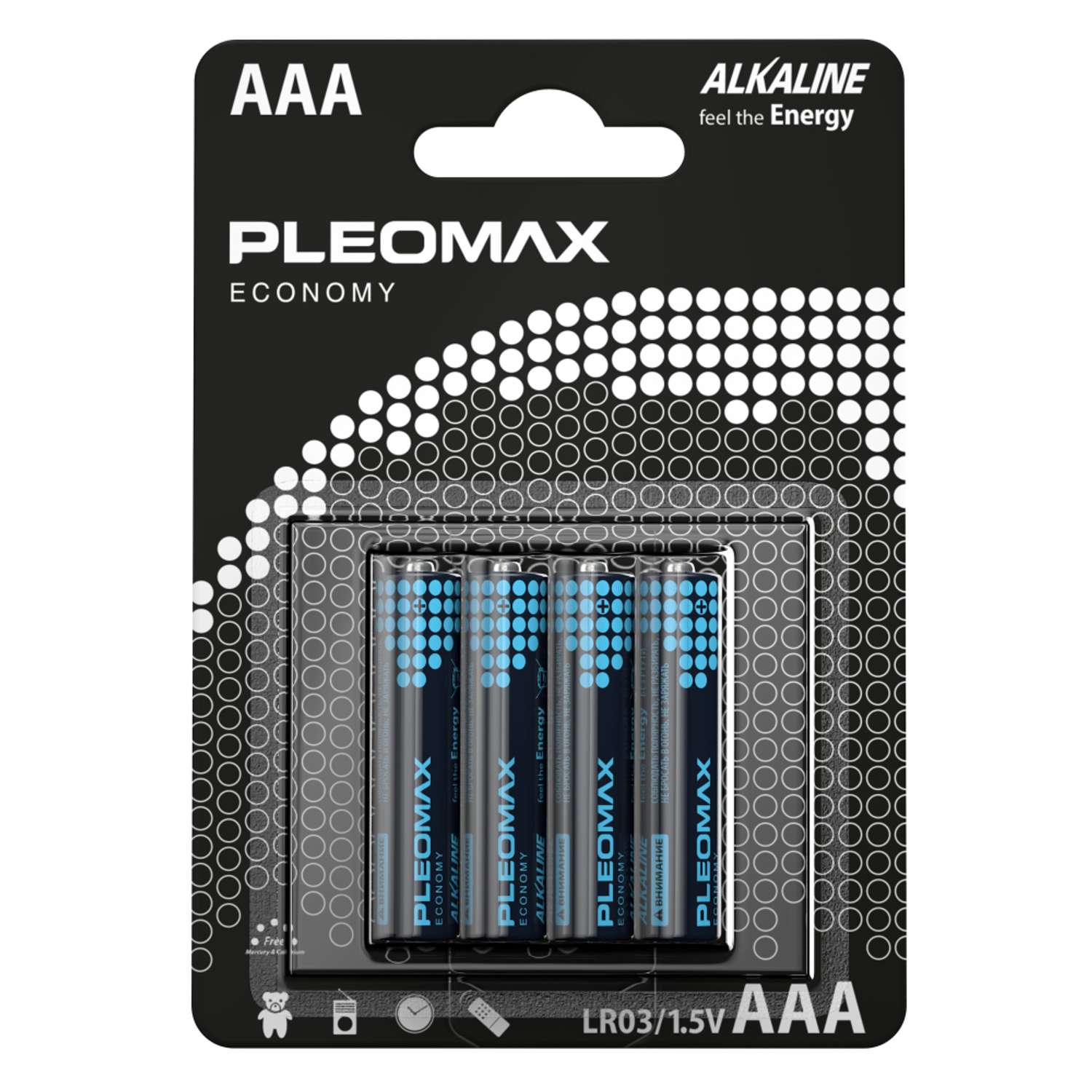 Батарейки Pleomax LR03-4BL Economy Alkaline (40/400/25600) - фото 1