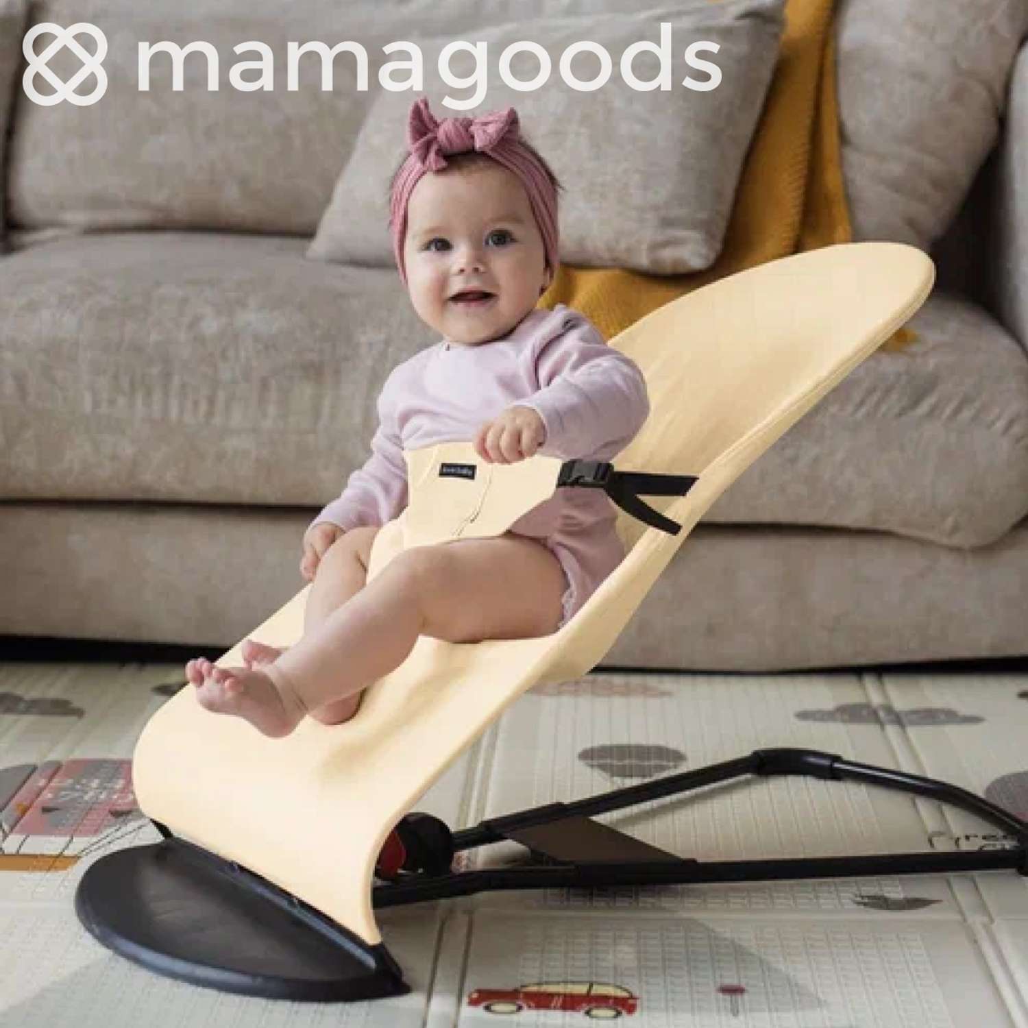 Детский складной шезлонг Mamagoods для новорожденных от 0 кресло качалка для малышей B1 - фото 1